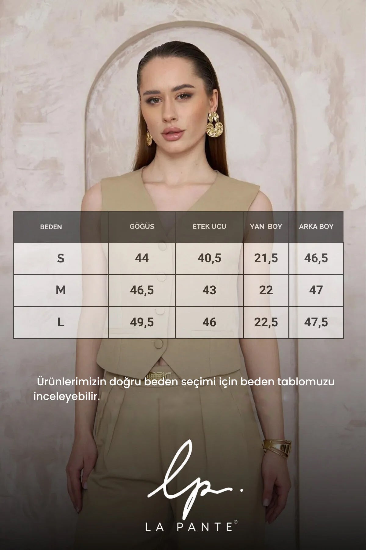 Kadın Yelek Blazer Kadın Yelek Kolsuz Şık Düğmeli V Yaka Vücuda Oturan Haki Yelek
