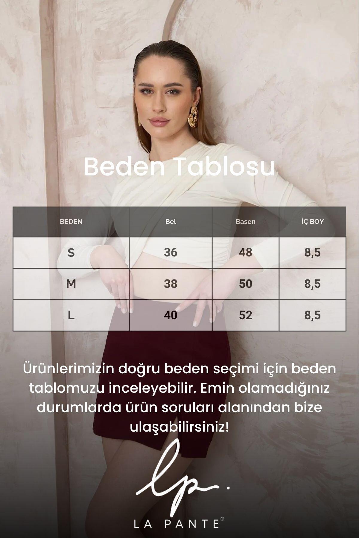Şort Etek Kadın Şortlu Etek Mini Arkası Etek Görünümlü Haki Şık Rahat Kumaş