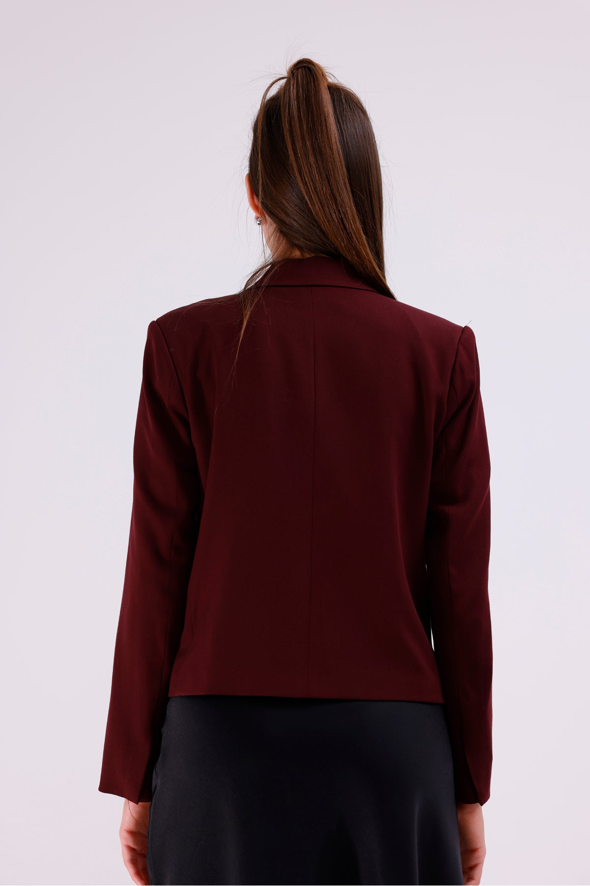 Kadın Ceket İçi Astarlı Bordo Blazer Kadın Ceket Kısa Şık Blezir Tesettür Ceket Kumaş Düğmeli Spor