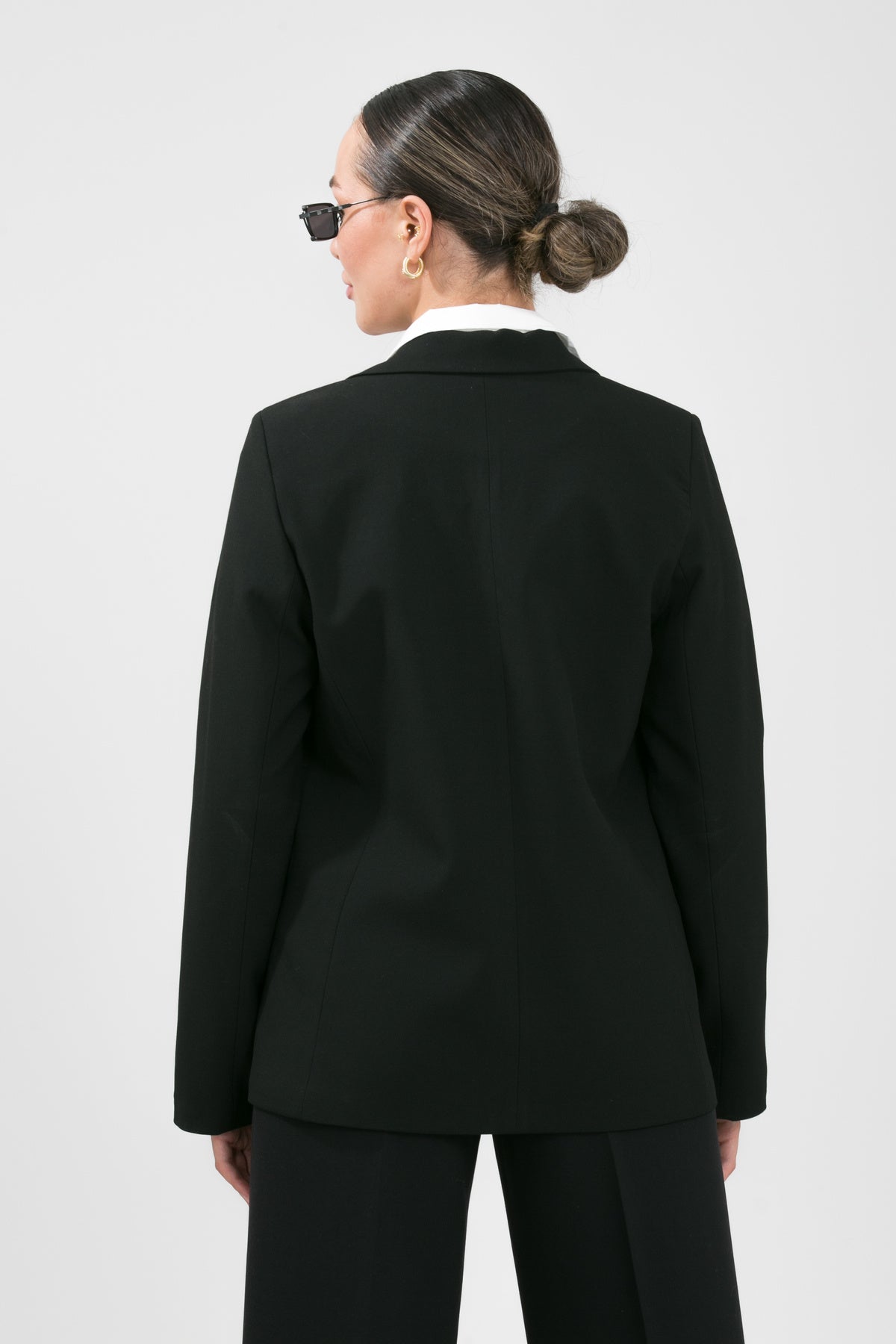 Alt Üst Takım Kadın Blazer Ceket Pantolon Takım Önden Kapak Cepli Rahat Ceket Pantolon Takımı Siyah