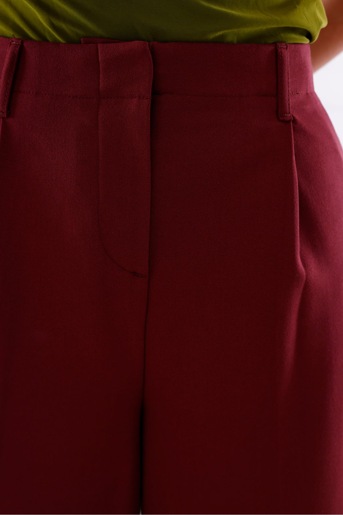Kadın Pantolon Palazzo Pantolon Pileli Geniş Paça Arka Cepli Bol Paça Kadın Bordo Kumaş Pantolon