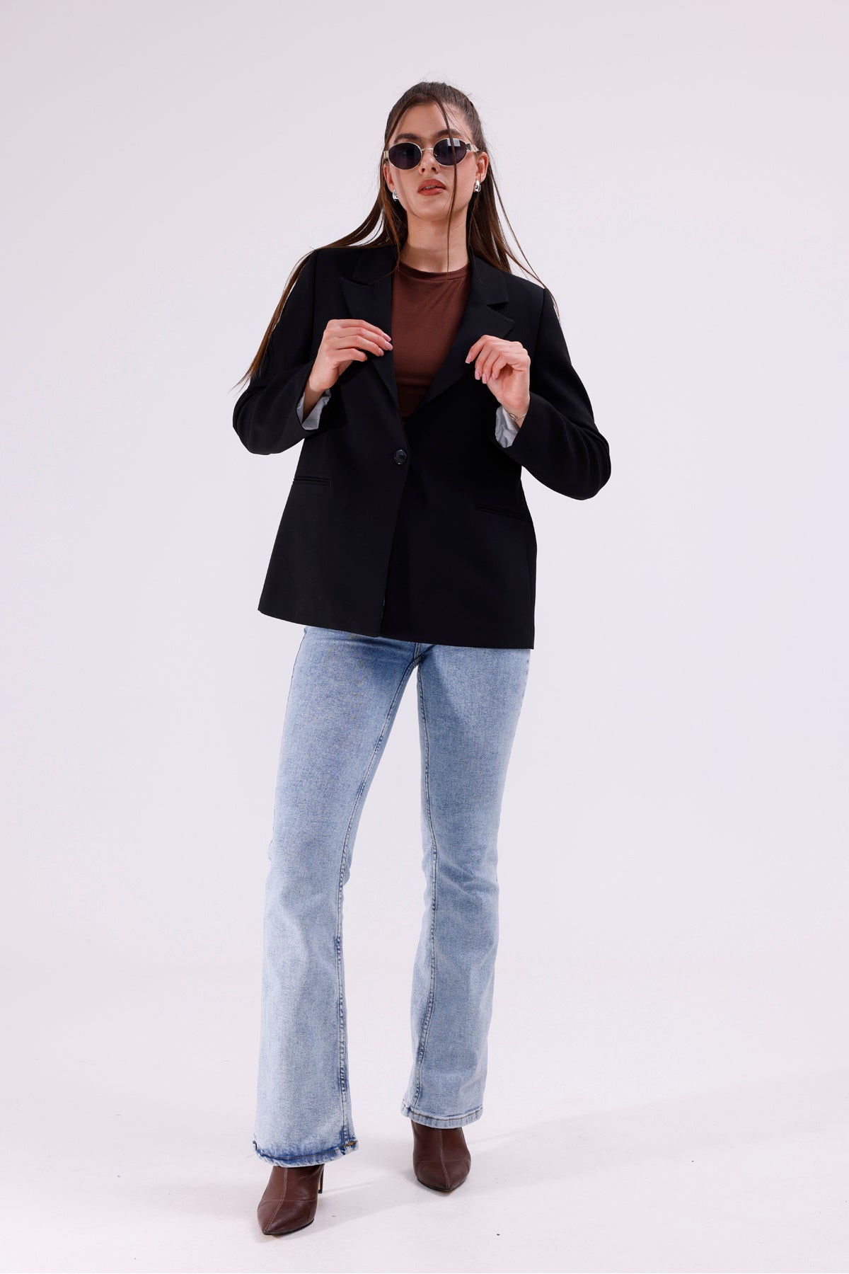 Kadın Ceket İçi Astarlı Siyah Blazer Kadın Ceket Uzun Şık Blezir Tesettür Ceket Kumaş Düğmeli Spor