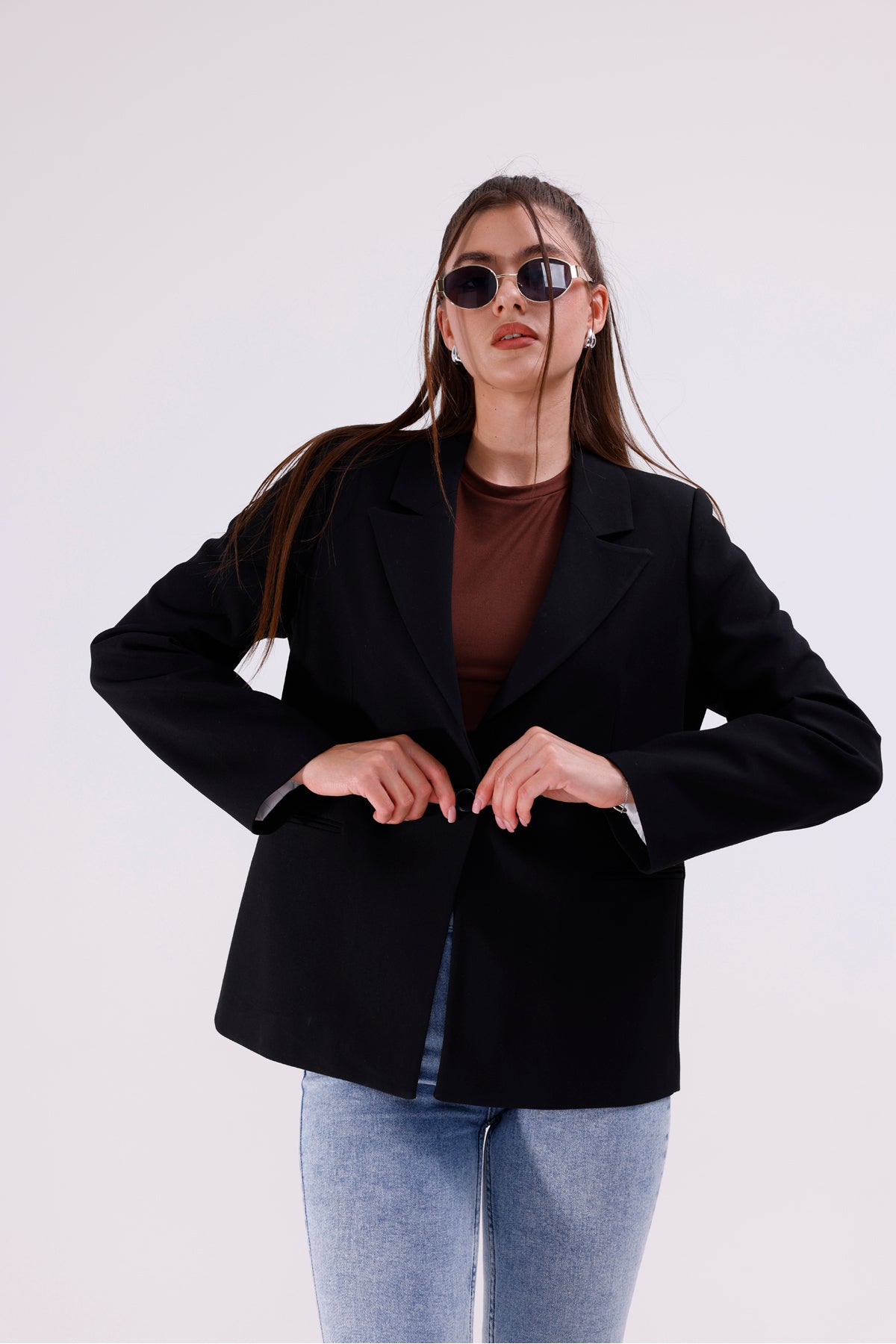 Kadın Ceket İçi Astarlı Siyah Blazer Kadın Ceket Uzun Şık Blezir Tesettür Ceket Kumaş Düğmeli Spor