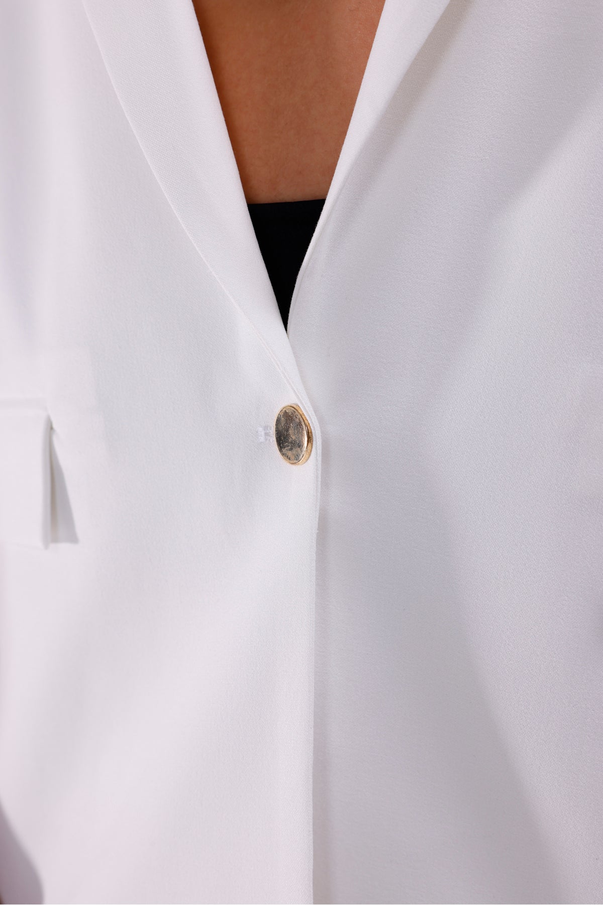 Kadın Ceket İçi Astarlı Beyaz Blazer Kadın Ceket Uzun Şık Blezir Tesettür Ceket Kumaş Düğmeli Spor